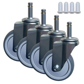BAISASY 4 Inch Stem Caster Wheels, 7/16-Inch Stem Casters Set of 4, Heavy Duty Caster Wheel Without Brake, for Workbench Trolley, Shop Carts etc.