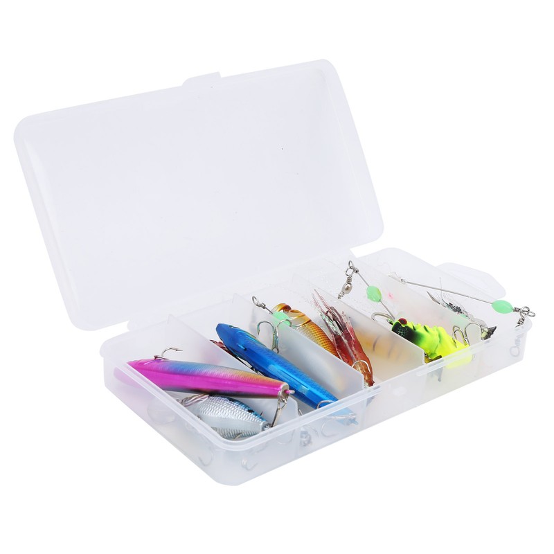 11pcs Fishing Lure Kit Mini Plastic Metal Soft Shrimp Hard