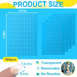 Aubeco 560Pcs Adhesive Stick Dots, Clear Sticky Tack Putty, Double Sided Museum Putty, Poster Putty for Wall Hanging, Crafts, Balloons, Festival Party Decorations, 0.31x 0.51 No Trace