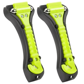 BSUXMAFG 2PCS Car Window Breaker, Fluorescent Green Window Breaker Seatbelt Cutter, Car Safety Hammer with One Second Emergency Glass Hammer, Safety Emergency Car Escape Tool for Car, Office, Home