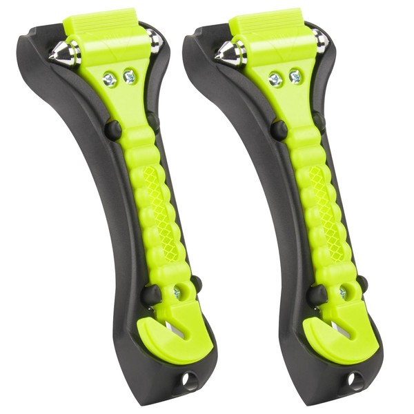 BSUXMAFG 2PCS Car Window Breaker, Fluorescent Green Window Breaker Seatbelt