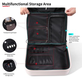 Bincoo 16 Inch Large Coffee Maker Travel Case with Wheels for Barista Espresso Machine,Espresso Machine Travel Case Storage Box Waterproof and Shockproof,Suit for Traveling,Camping Outdoor (White)