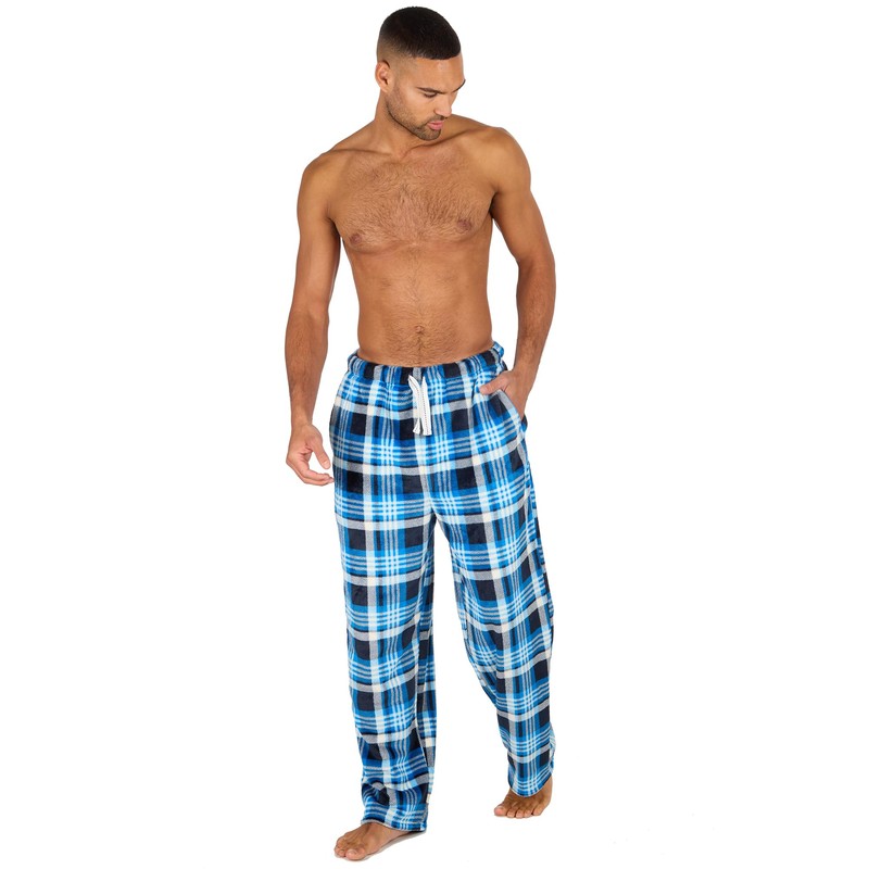 INSIGNIA 2 Pack Mens Fleece Check Pyjamas Lounge Pants Bottoms