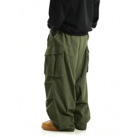 ZAFUL Men's Baggy Cargo Pants Casual Drawstring Loose Fit Hip Hop Pants Flap Pockets Trousers for Streetwear(1-Army Green, XL)