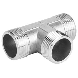 3/4 Stainless Steel Tee Fitting - 3-Way Pipe Connector - Male Threaded T-Joint for Plumbing and HVAC Applications