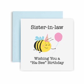 Huxters Birthday Cards for Women – Ha Bee Birthday Sister In Law Happy Birthday Card for Birthday, Mother’s Day – Sister Birthday Card with Lovely Pink Envelope – Funny Birthday Card (Sister-in_Law)