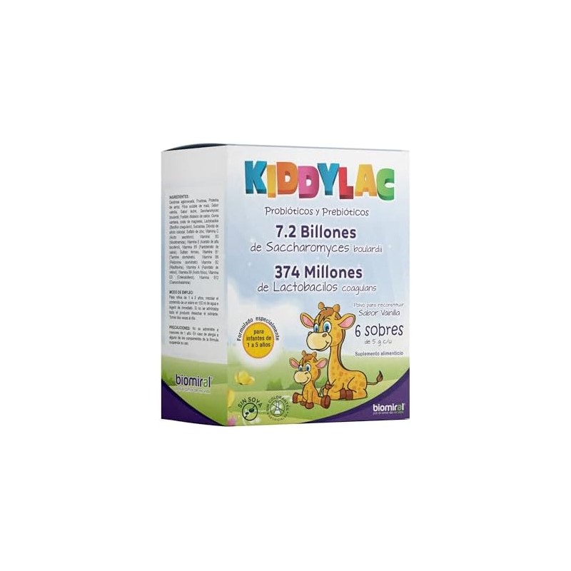 Biomiral Kiddylac Probioticos para Ninos, 6 Sobres de 5 g