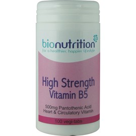 Bio Nutrition High Strength Vitamin B5 500mg : Healthy Heart Vitamin Supplement : 100 vegi-tabs