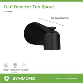 Symmons 352TS-MB Dia Diverter Tub Spout in Matte Black