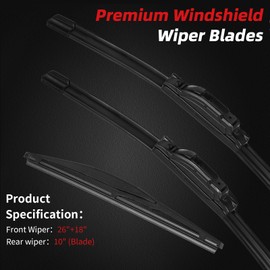 OTUAYAUTO Premium Windshield Wiper Blades - Replacement for Honda HRV HR-V 2016-2022, All-Weather Performance, Front and Rear Wiper Blades, U Hook - 26"+18"+10" (Pack of 3)