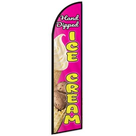 Ice Cream Feather Flag, 11FT Polyester Swooper Flags for Storefronts, Retailers, Shops, Food Trucks, Events and Fairs