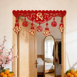 KYMY Vietnamese New Year Door Banner 34.6 x 16.7 Inch – 2026 Tết Vietnam Lunar New Year Fu Character Hanging Decoration, Zodiac Horse Spring Festival Wall Decor for Home Office Store