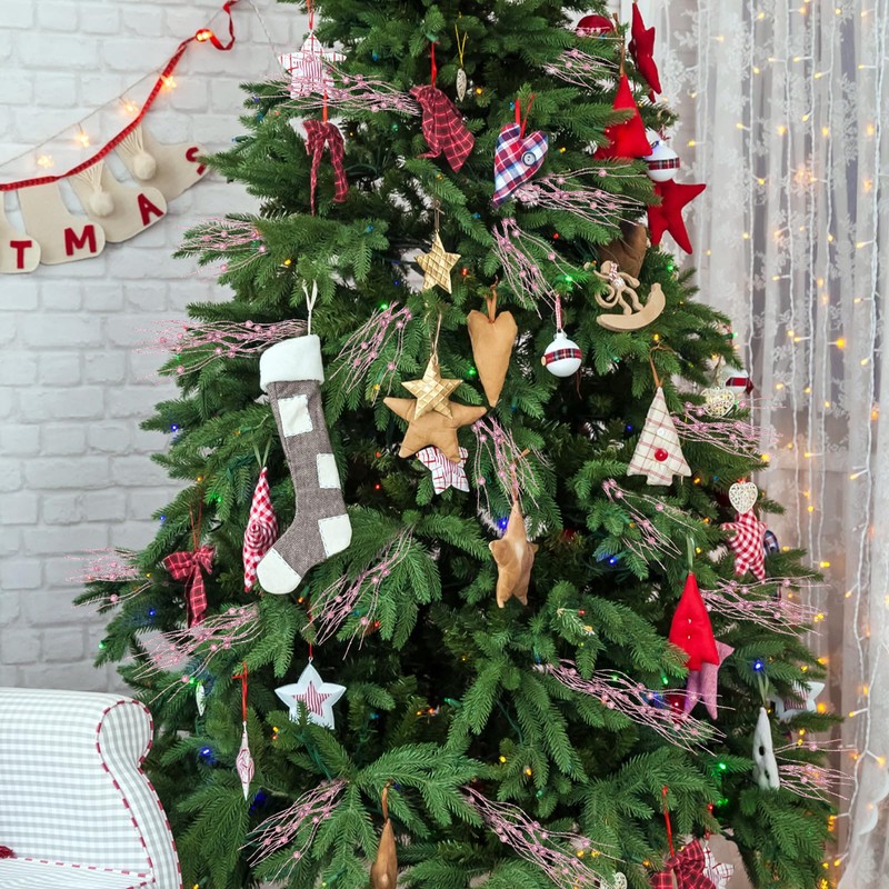 Pseutio 18 Pack Artificial Glitter Berry Stem Ornaments, Christmas Decorative