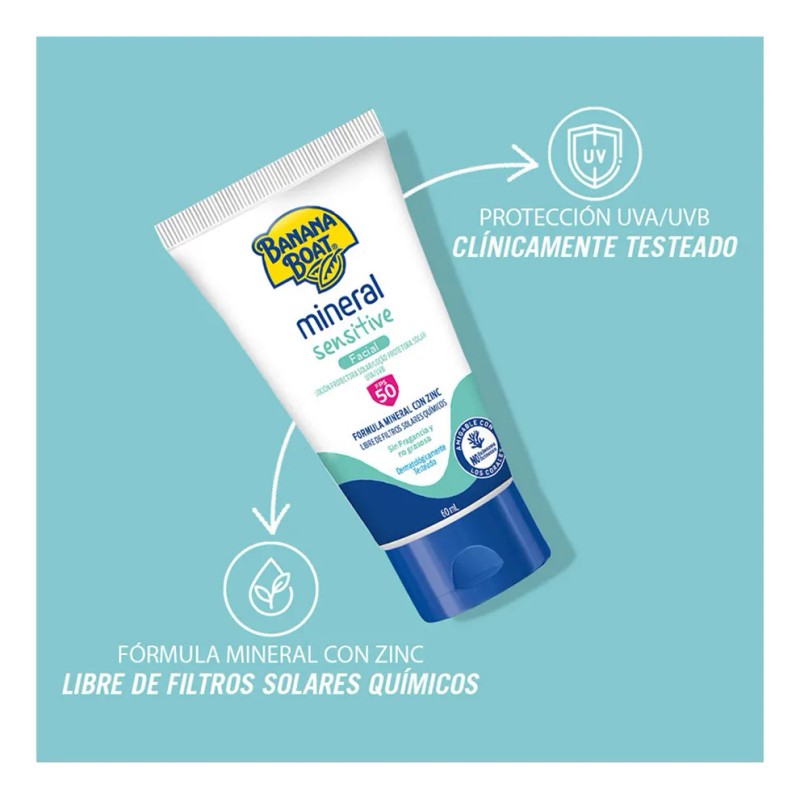 Protector Solar Banana Boat Mineral Sensitive 50+FPS 60 ml