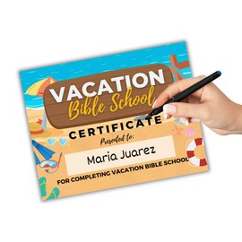 Vacation Bible School VBS Certificate of Completion Award | 50 pk 8.5x11” Under The Sea Breaker Rock Beach Ocean Themed Participation