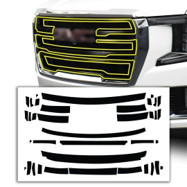 Clearsurface Fits GMC Yukon 2021-2023 Middle Grille Chrome Delete Decal Blackout Vinyl Trim - Gloss Black