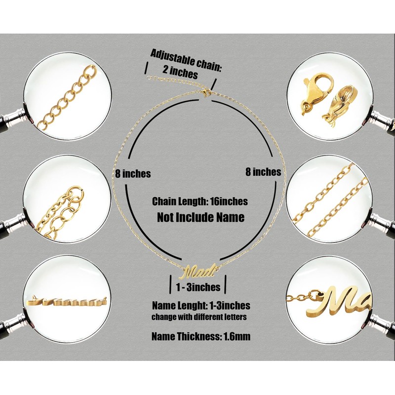 Aoloshow 18k Gold Plated Brat Name Necklace Womens Mens Nameplate