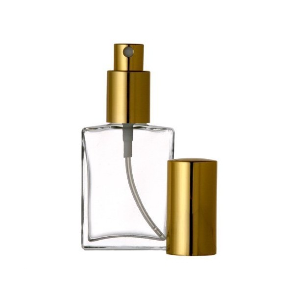 Grand Parfums Empty 1 Oz Perfume Atomizer, Flat Glass Bottle, Gold Sprayer 30ml Decant Fragrance Bottle (1 Bottle)