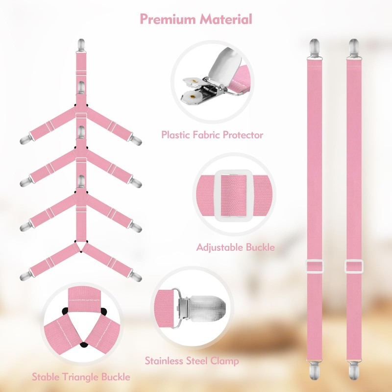 Eiruseed Bed Sheet Holder Straps, 4+2 Pcs Adjustable Mattress Sheet