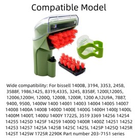 1400B Cleaning Brush Replacement Parts Compatible for bissell 1400B 1400 3194 3353 2458 3588F 1986 1425 1844 2290A 1400W 1425W Tough Stain Brush Tool Green Attachments