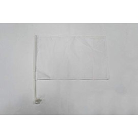 AZ FLAG Plain White Car Flag 18'' x 12'' - White Solid Color Car Flags 30 x 45cm - Banner 18x12 INCHES Plastic Stick