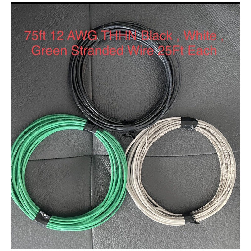 Southwire 75ft 12 AWG THHN Black , White , Green