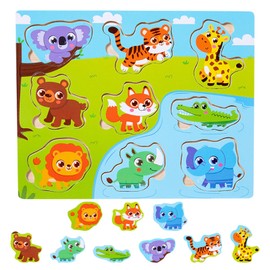 Educational Toys Year Old 1 2 3 Wooden Puzzles, 3 Montessori Toddler Early Games, Brain Development Preschool Learning Gift For Boys & Girls (Animals)