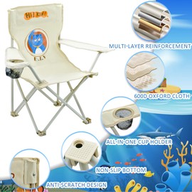 BUSYSIR 2 Pack Kids Camping Chair - Kids Beach Chair with Umbrella - Foldable Storage Cup Holder Durable, wear-Resistant, Non-Slip, Lightweight Design for Beach, Patio, Outdoors, Lawn (Blue+Blue)