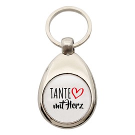 huuraa Keyring Aunt with Heart Pendant with Motif for the Most Great People Gift Idea for Friends and Family, metal