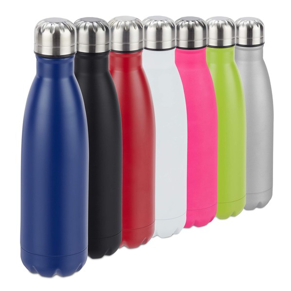 Relaxdays Stainless Steel Water Bottle, Leak-Proof, for Cold and Hot