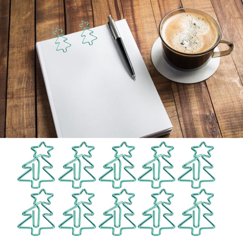 100pcs Paper Clips Prevent Slip Cute Christmas Tree Shaped Decorative