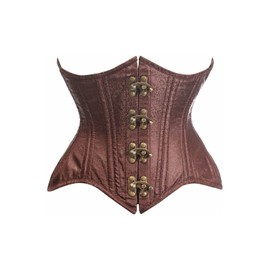 Top Drawer Double Steel Boned Brown Brocade Curvy Underbust Corset (5X)