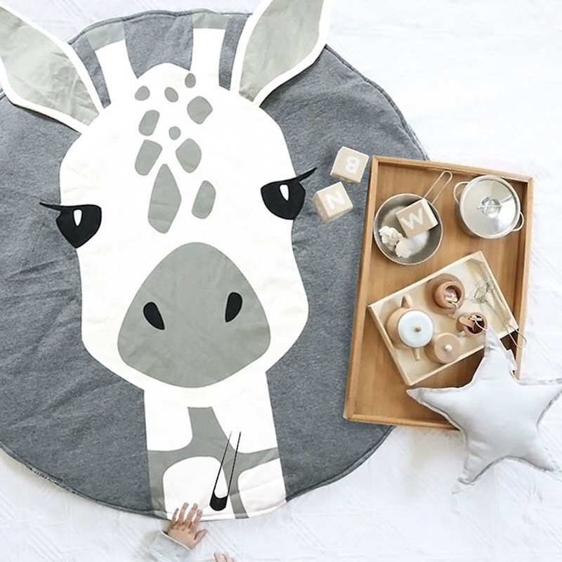Soft Cotton Baby Play Mat Giraffe Pattern Wide Application Baby