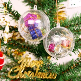 20Pcs Clear Fillable Ornaments Ball, AGM DIY Plastic Christmas Tree Hanging Ornaments Ball, 3.94'' Decoration Art Crafts for New Years Present, Holiday, Wedding, Party Home Decor (100MM)