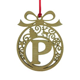 Laser cut Christmas tree bauble decoration: Letter P