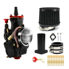 YWLUWEI PWK 26mm Carburetor Kit Universal for 75cc to 125cc 2T 4T Carburetor Air Filter Intake Pipe Manifold Main Jets Idle Jets For Mini Bike Go Kart Parts Racing (Black, 26mm)