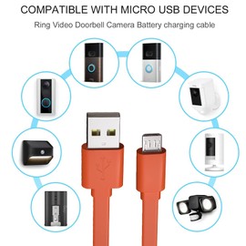 Replacement Ring Enabled Video Doorbell 2 Charging Cable Cord Compatible with Ring Enabled Video Doorbell (2020 Release) 2/3/3 Plus/4, Peephole Cam, Doorbell Pro/Plus,3.3FT (Orange)