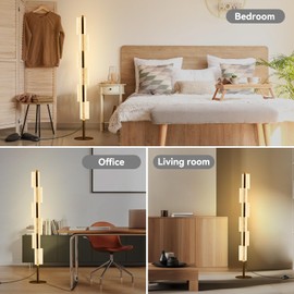 NUÜR Floor Lamp for Living Room, Unique Cylindrical Stack Design, Dimmable Standing Lamp with Remote Control, Stepless Adjustable Colours & Brightness, Industrial Lighting for Bedroom, Office