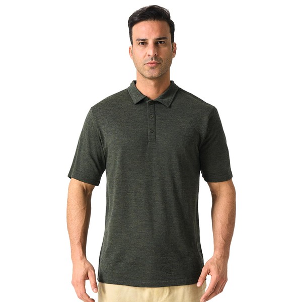 Merino Protect 100% Merino Wool Polo Shirts Mens Anti-Odor Short