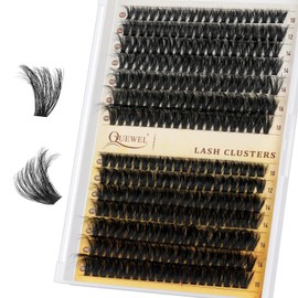 QUEWEL Cluster Lashes 80D+100D Individual Eyelashes 280Pcs D Curl Eyelash Clusters 3D Russian Lashes Individual Cluster Volume Eyelash Extensions (3D-80D+100D)