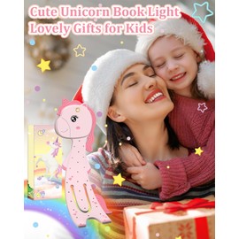 Stocking Stuffers for Girls Unicorn Book Light for Kids, Cute Bookmarks for Kids Small Reading Light for Books in Bed, Christmas Birthday Gifts for Girls Book Lovers 3-8 Years Old Daughter
