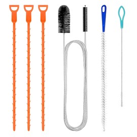 Drain Unblocker Tool, 6 PSC Shower Drain Unblocker, Sink unblockers tool, Drains snake unblockers, Reusable for Shower, Bathroom & Kitchen
