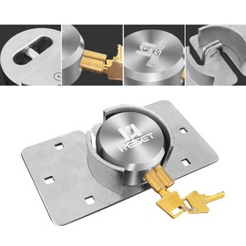 RESET-904 Heavy Duty Solid Steel Hidden Shackle Padlock with High Security Hasp for Vans Truck Tralier Buildings with Sliding Doors Punk Lock Sliver