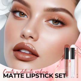 Prreal 3Pcs Lip Combo Set,Matte Liquid Lipstick+Shimmer Lip Oil+ Lip Liner Set,Highly Pigmented, Velvet Lip Pencil and Lip Glaze, Moisturizing Lip Oil Makeup Set for Women(Set B)