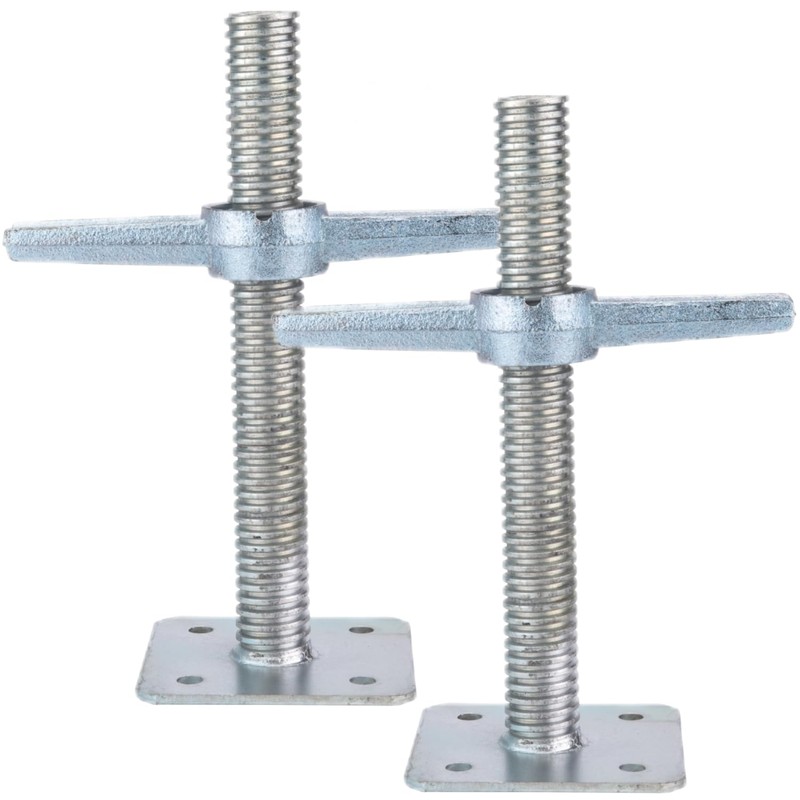 Scaffold 12" Adjustable Leveling Galvanized Screw Jack with Base Plate,