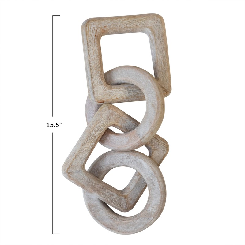 Creative Co-Op Mango Wood Chain Décor, Whitewashed