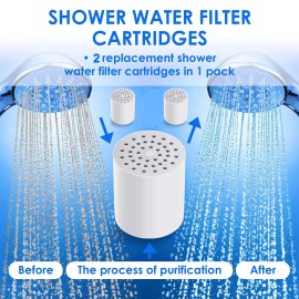 AquaBliss,Hopopro,Hotel Spa 2-Pack 20-Stage Shower Filter Replacement Cartridge,Show