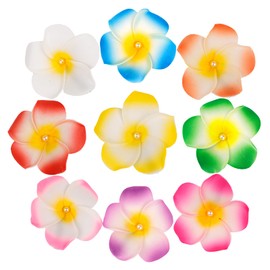 ACO-UINT 27 Pack Hawaiian Flower Hair Clips for Women, Foam Plumeria Alligator Clips with Pearl Tropical Hair Accessories for Beach Party Decorations Wedding Summer Vacation（9 Colors）