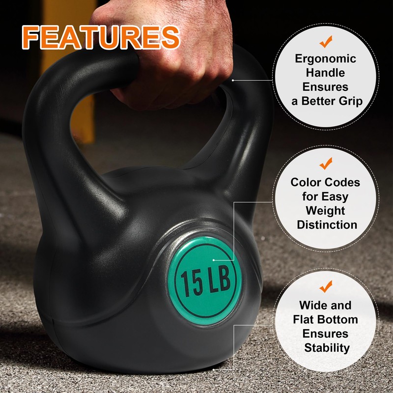 Fitvids Kettlebell Sets 3 Piece Strength Training KettleBells Weight Set