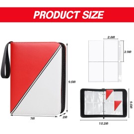 Card Binder 400 Pocket, 50 Sleeves Trading Card Holder With Football Stickers, Photo Binder Album for Cards, Card Collector, Photos, Trading Card Folder for Kids Girls,Red&White